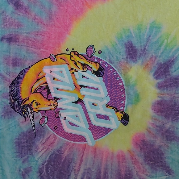 Santa Cruz Beach Tie Dye Rainbow Watercolor T-shirt RARE Y2K L Summer - Picture 2 of 6